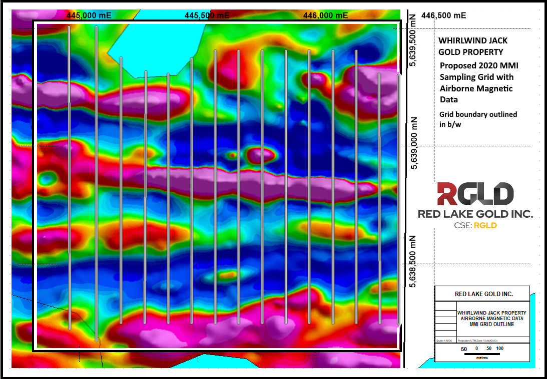 Figure 1 â€“ Phase One Grid Area w/ Magnetic Survey Underlain